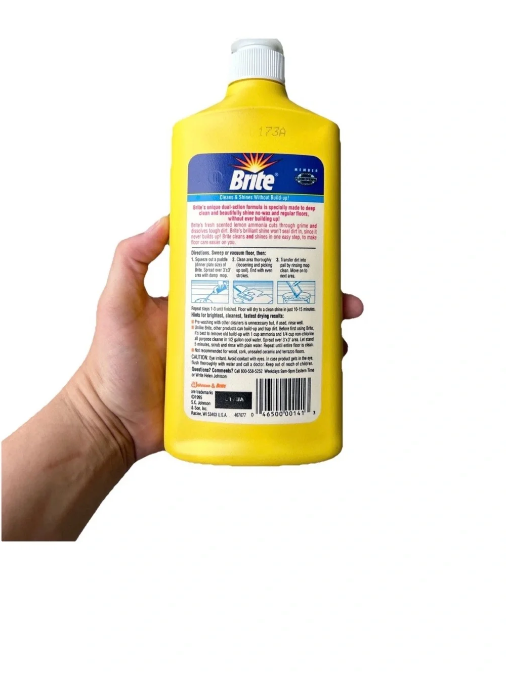 VINTAGE BRITE NO WAX FLOOR CLEANER SC JOHNSON 32 OZ 1992 DISCONTINUED 3/4 Bottle